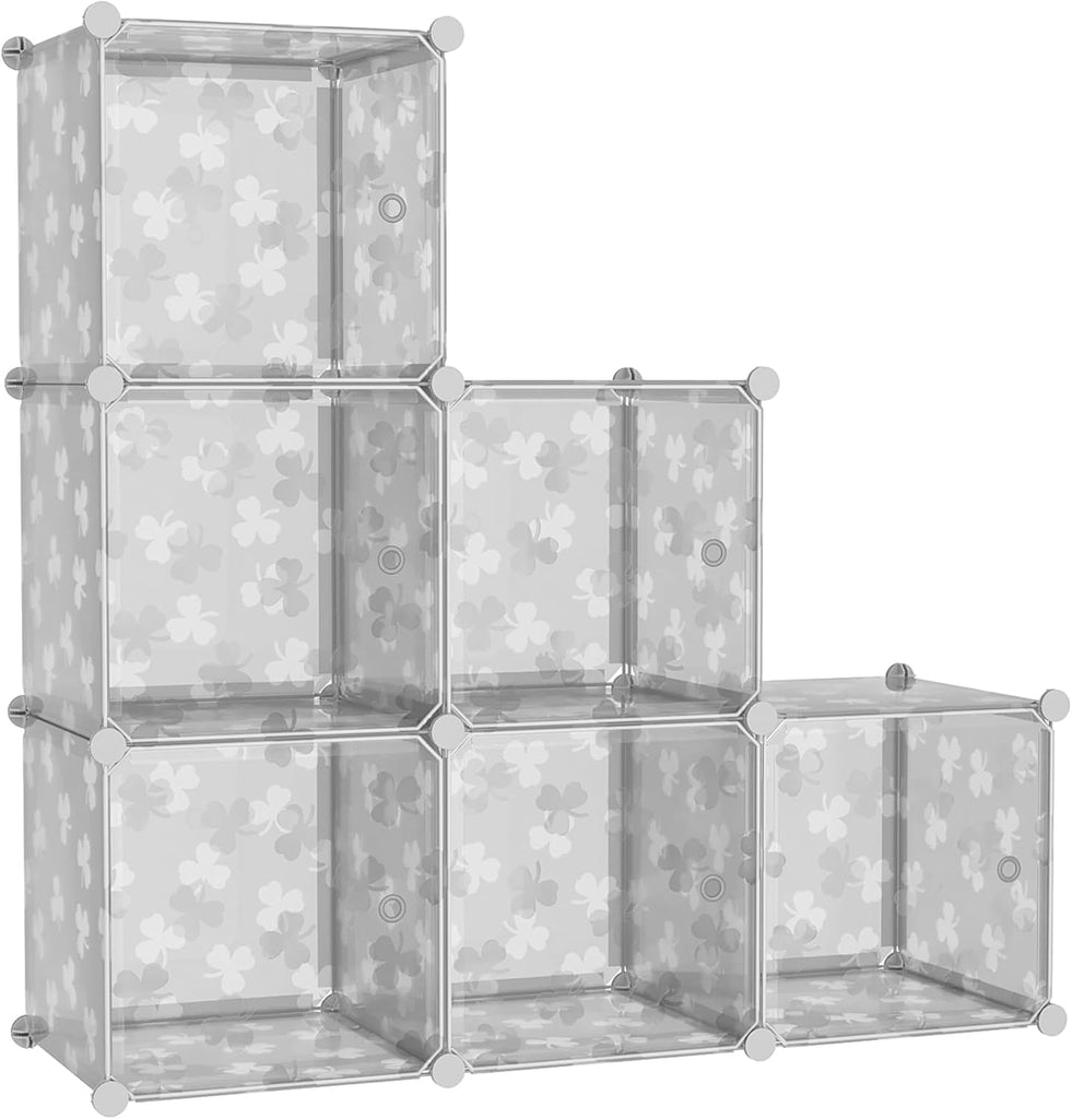 Cube Storage Organizer with Doors, 6-Cube Shelves, DIY Plastic Modular Bookshelf
