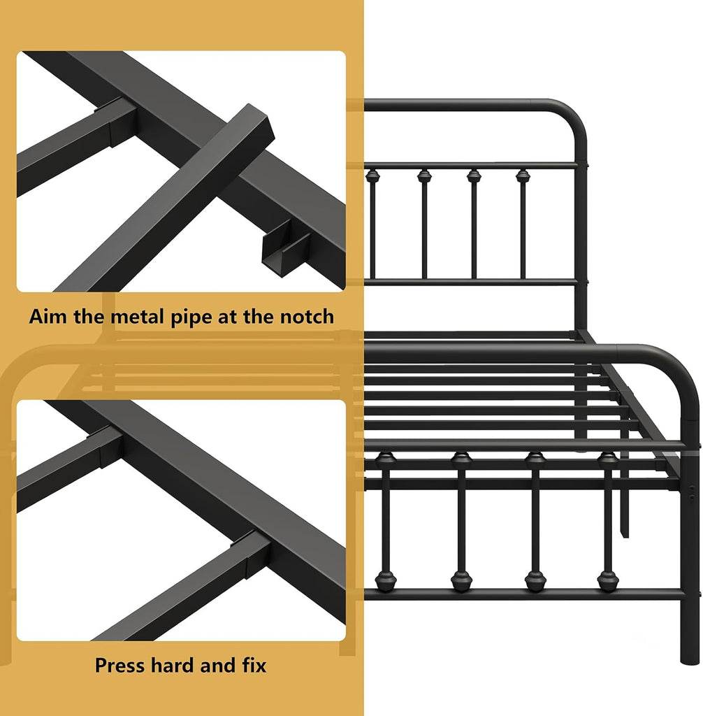 Metal Bed Frame,Full Bed Frame with Headboard,Structurally Stable