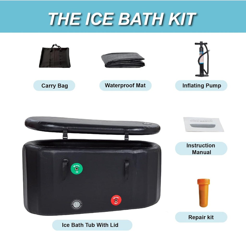 Oval Ice Bath Tub for Athletes - Portable Cold Immersion Tub with Insulated Lid, Suitable for Indoor & Outdoor Use