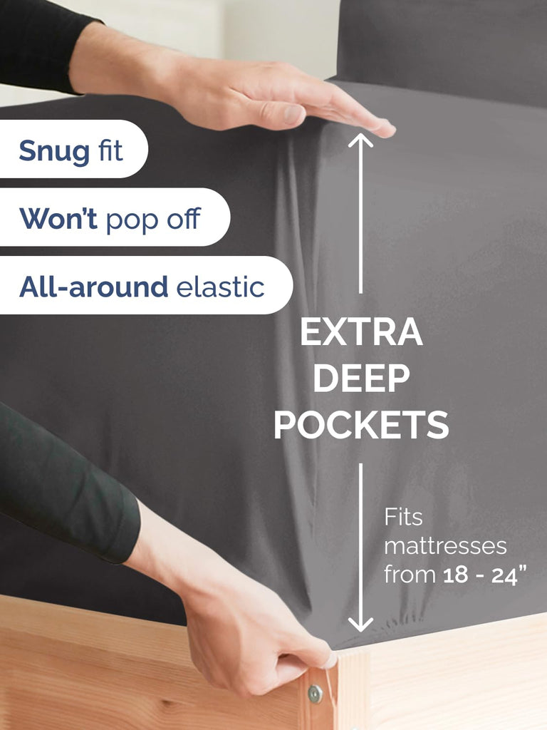 CGK Extra Deep Queen Single Fitted Sheet Only - Dark Grey