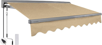 Classic Series 16'X10' Electric Retractable Awning, 100% Acrylic UV+ Sun Shade Canopy, Light Taupe (Solid)