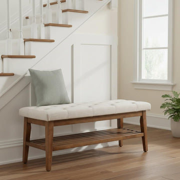 Entryway Shoe Bench, End of Bed Bench,Upholstered Button-Tufted Bench , Fabric Ottoman Bench , Padded Bench with