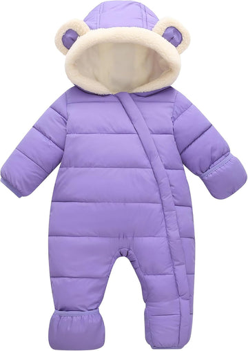 Baby Boys Girls Jumpsuit Fleece Lined Winter Coat Romper Snowsuit Outwear