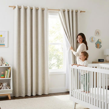 Natural Linen 100% Blackout Curtains 120 inches Length 2 Panels Set with Thermal Insulated Liners, 52" Width