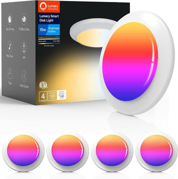 15W Smart LED Flush Mount Disk Lights 5/6 Inch, RGBWW WiFi Recessed Surface Mount Ceiling Lights