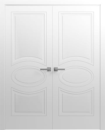 Mela 7001 | Double Swing Interior French Doors with Glass, MDF, Hardware Included, 48x80, White, Cla
