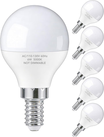 E12 LED Bulbs 60W Equivalent, E12 Small Base Candelabra Ceiling Fan Bulbs 6W 620LM, A15 Globe Bulb 85+ CRI