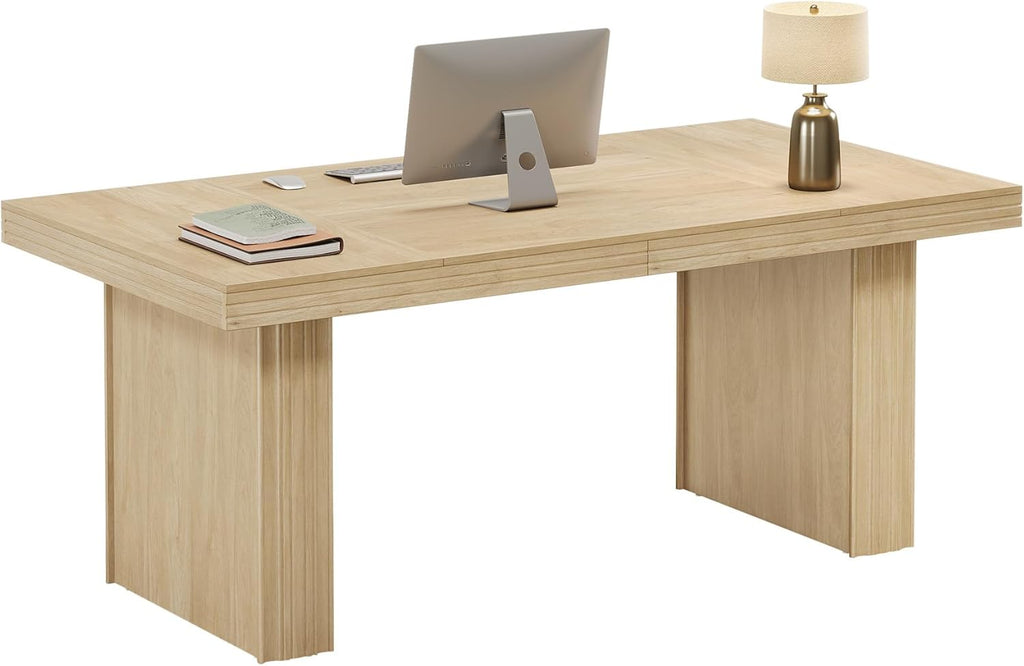 63" Executive Desk, Modern Executive Office Desk with Thickened Desktop and Heavy-Duty Legs