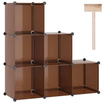 6-Cube Storage Organizer Cube Shelf Closet Storage Bookcase, Brown