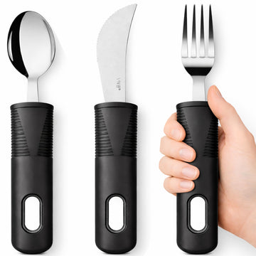 Adaptive Utensil Set - Arthritis Aid Silverware for Parkinsons, Hand Tremors - Easy Grip for Shaking and Trembling
