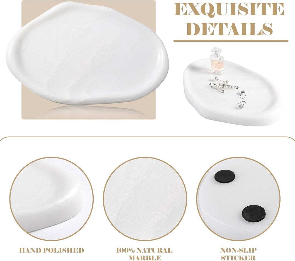 Marble Jewelry Tray Trinket Dish, Decorative Cloud Vanity Key Tray for Women, Perfume Ring Holder Dish for Ring
