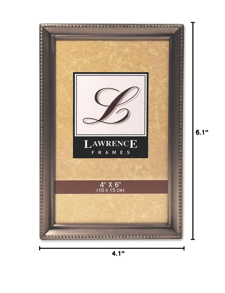 Antique Pewter 4x6 Picture Frame - Bead Border Design