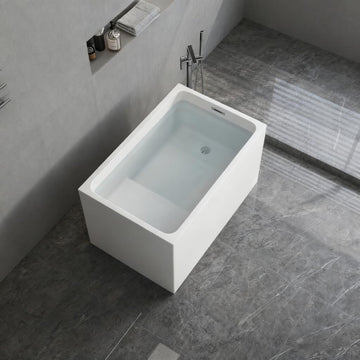 43" Acrylic Free Standing Bathtub，Square Shape Japanese Soaking Tub With Seat Desgin，CUPC Certified (White, 43in With