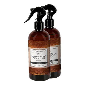Linen Spray, Sandalwood & Patchouli, Warm and Earthy Odor Eliminating Scent, Pack of 2, 16 oz