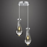 Raindrop Pendant Lights Kitchen Island Teardrop Chrome Hanging Light Fixtures Clear Solid Glass Pendant Light Modern Chandeliers for Dining Room Porch Corridor Living Room (2-Light) A121-B0DNDNPR3C