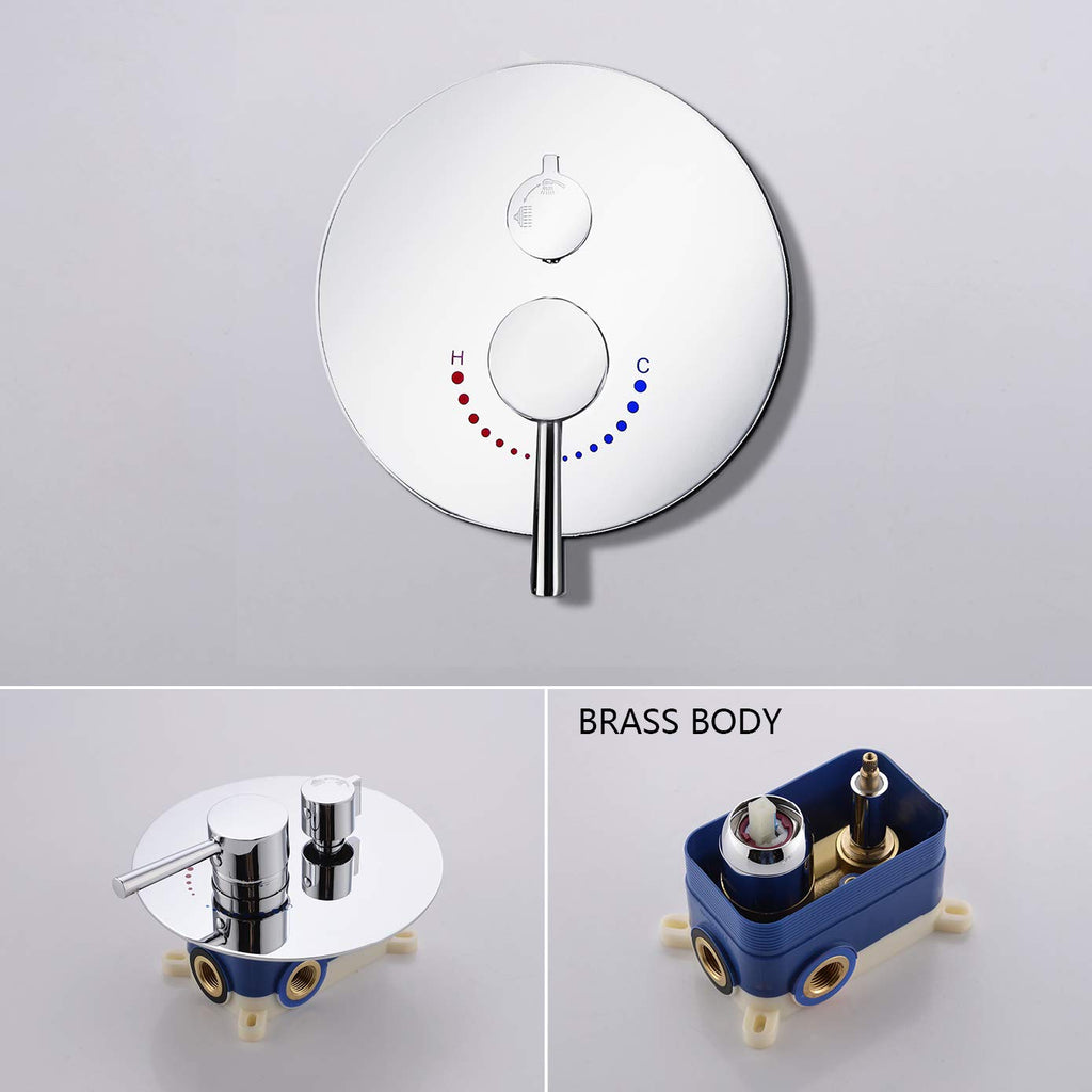 Ceiling Shower System, Chrome Shower Fixture Has 12 Inch Rain Shower Head with Handheld, All Metal Shower Faucet Sets