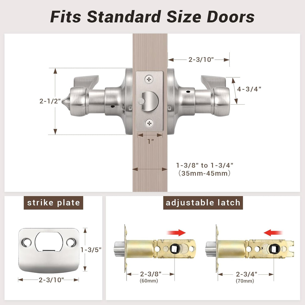 4 Pack Satin Nickel Entrance Door Handle, Wave Style Reversible Keyed Entry Door Lever Use, Keyed Alike