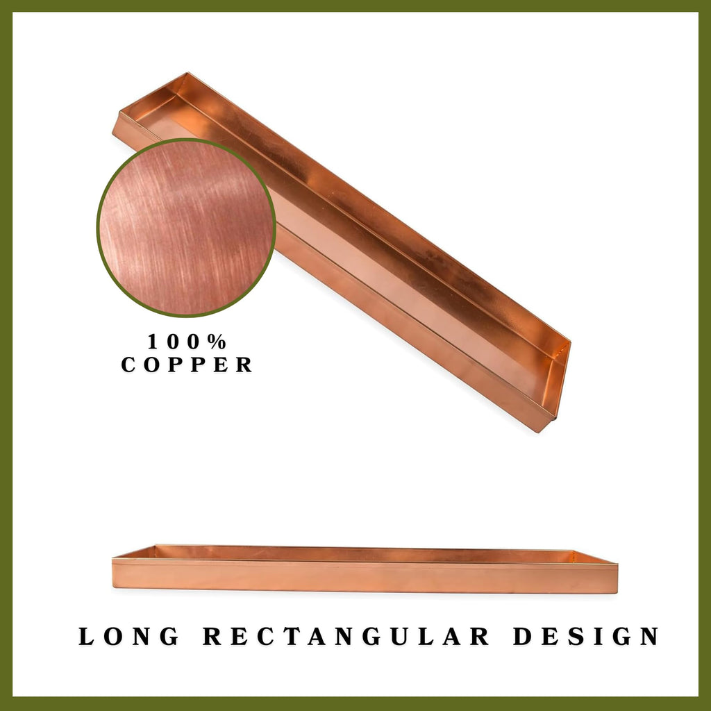 20 Inch Copper Plated Stainless Steel Planter Tray Rectangular Windowsill Herb Succulent Holder Modern Farmhouse