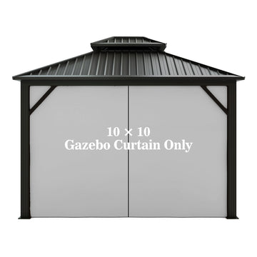 Gazebo Universal Replacement Privacy Curtain - 10' x 10' Gazebo Side Wall Outdoor Privacy Panel with Zipper (Gray)