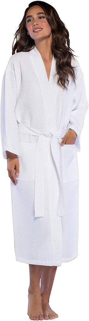 Embroidered and Monogrammed Bathrobes for Women | Lightweight Long Waffle Kimono Unisex Spa Robe