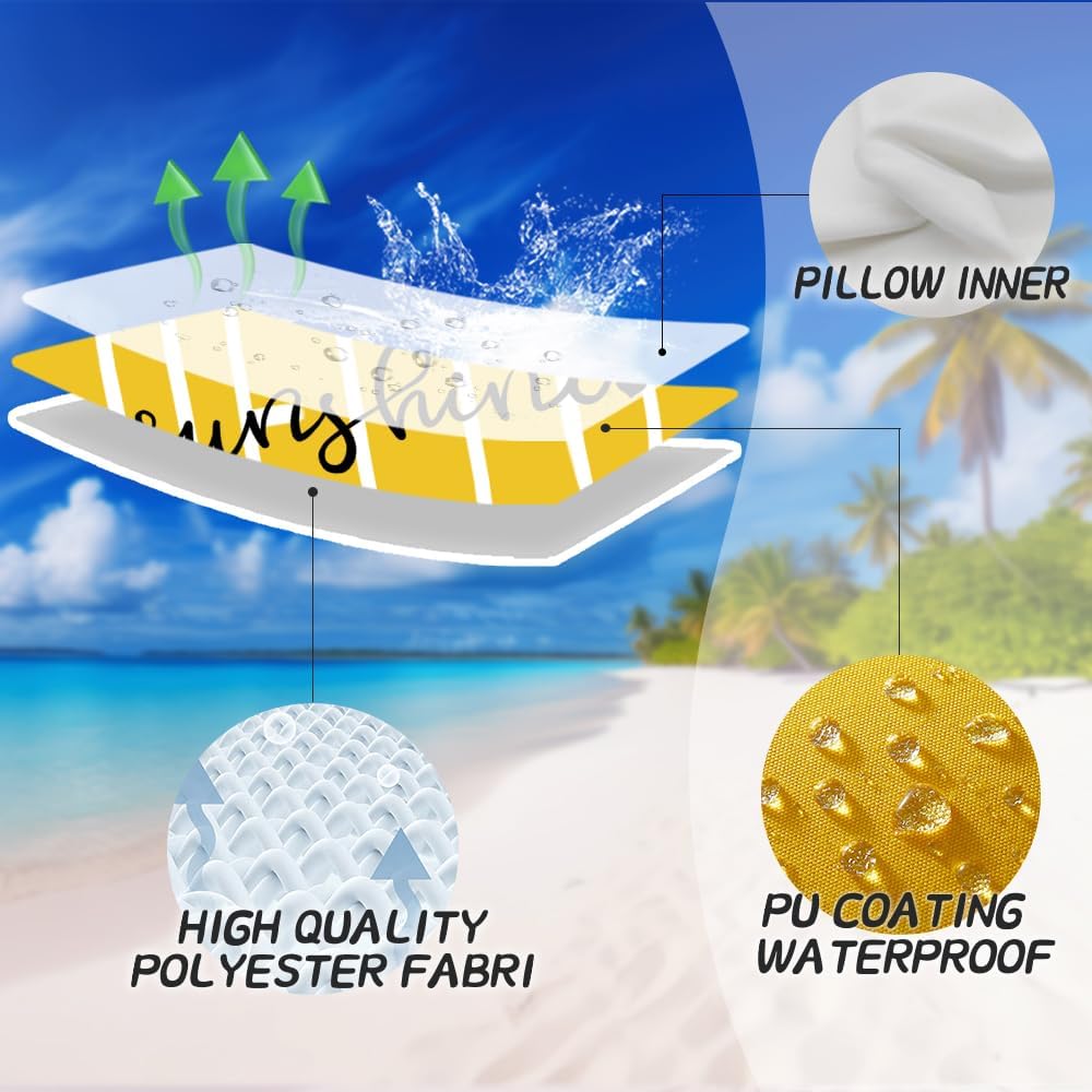 Outdoor Pillow Covers 18x18 Inch Set of 2 Hello Sunshine Decor Yellow Waterproof Summer Outdoor Waterproof Pillow