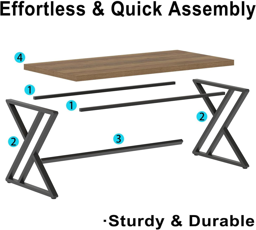 Wood Computer Desk, Rustic Home Office Executive Desk, Industrial Wooden Computer Writing Study Work Gaming Table