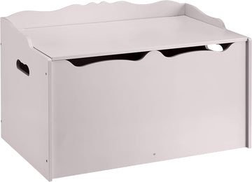Kids Wooden Toy Storage Chest with Safety Lid, Spacious Organizer , Gray, 30" x 18" x 19"