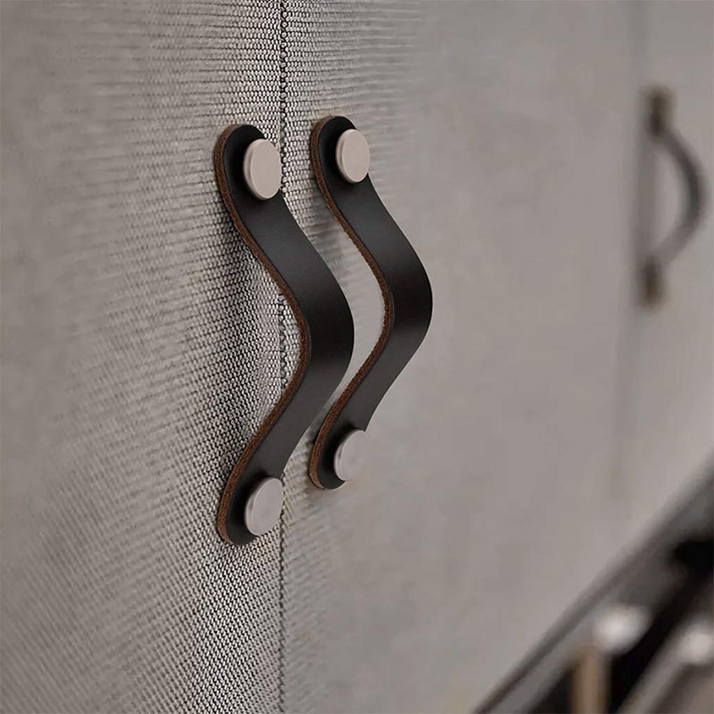 8 Pack Soft Genuine Leather Drawer Pulls Handle,Wardrobe Cabinets Kitchen Closet Knobs Door Pulls Handles knobs