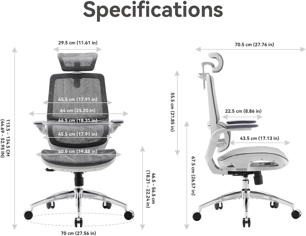 Ergonomic, Desk Chair with 3D Flip-up Armrests, Computer Chair with Dual Back Design and Adaptive Dynamic