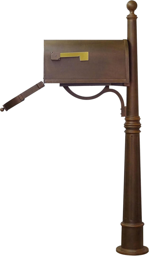 Berkshire Curbside Mailbox with Aluminum Post - Copper Mailbox with Ashland Post