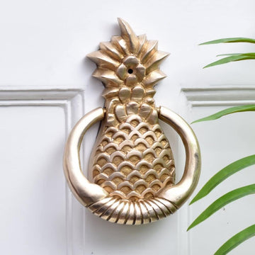 Solid Brass Pineapple Door Knocker for Main Door - Handmade Antique Style Front Door Hardware