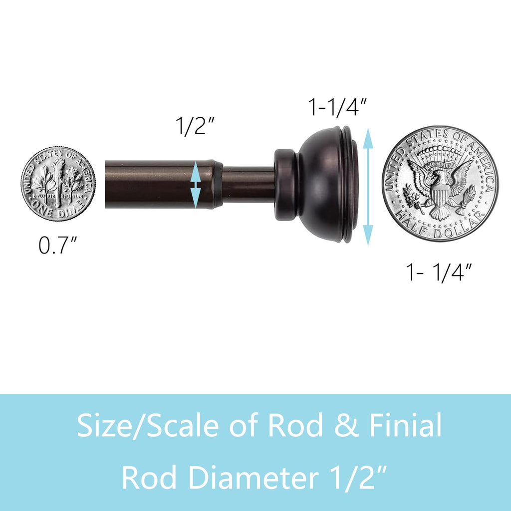 2 Pack Spring Tension Rod Adjustable 36-60 Inches, Bronze