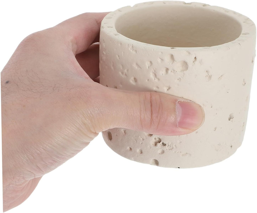 Concrete Match Holder for Fireplace and Candle Use, Minimalist Empty Cement Match Canister with 2.76in Diameter