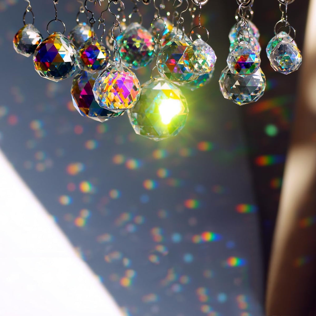OLDENHAITAI 18pcs Crystal Prism Ball Suncatcher, Hanging Crystals Clear AB - Pendant for Window, Home