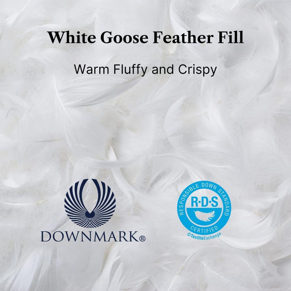 Goose Feather Down Comforter Queen-Made in Canada White Goose Feather Duvet Insert-Fluffy Hotel Comforter with Oeko