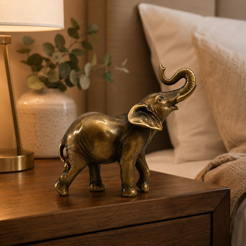 6.77 Inch Elephant Statue, Trunk Up Decor