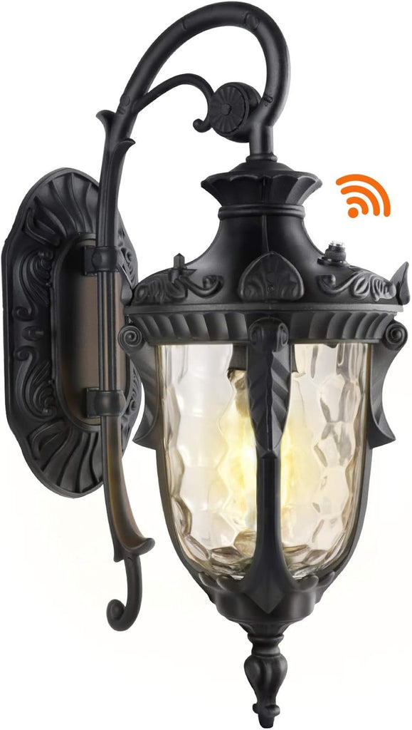 Dusk to Dawn Outdoor Light Fixture Wall Mount, Waterproof Porch Light Fixtures Wall Lamp, Outside Wall Sconce Exterior Wall Lamp with Textured Glass for House Front Door Garage (Black) A123-B08DV5FPXC