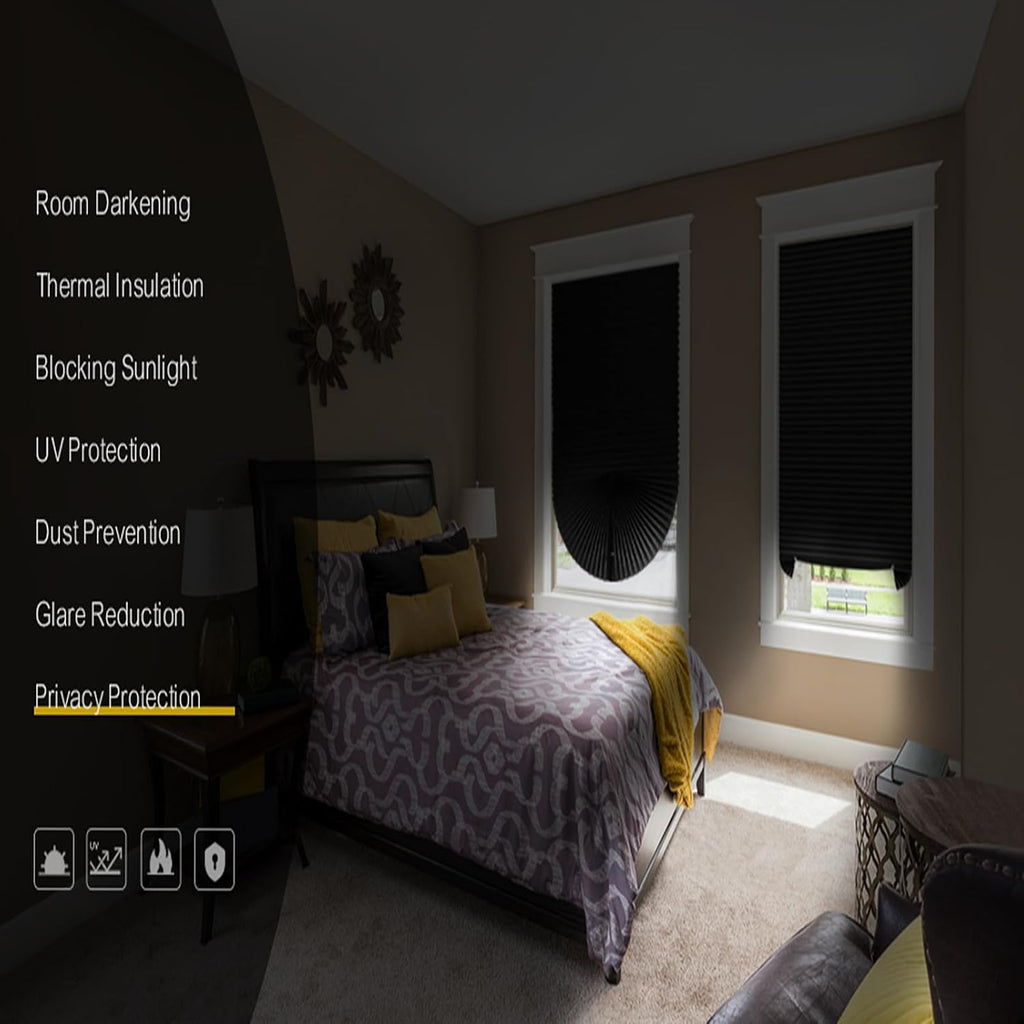 Blackout Blinds for Indoor Windows Cordless No Drill Easy Install Cut Size Pleated Paper Blinds Temporary Shades