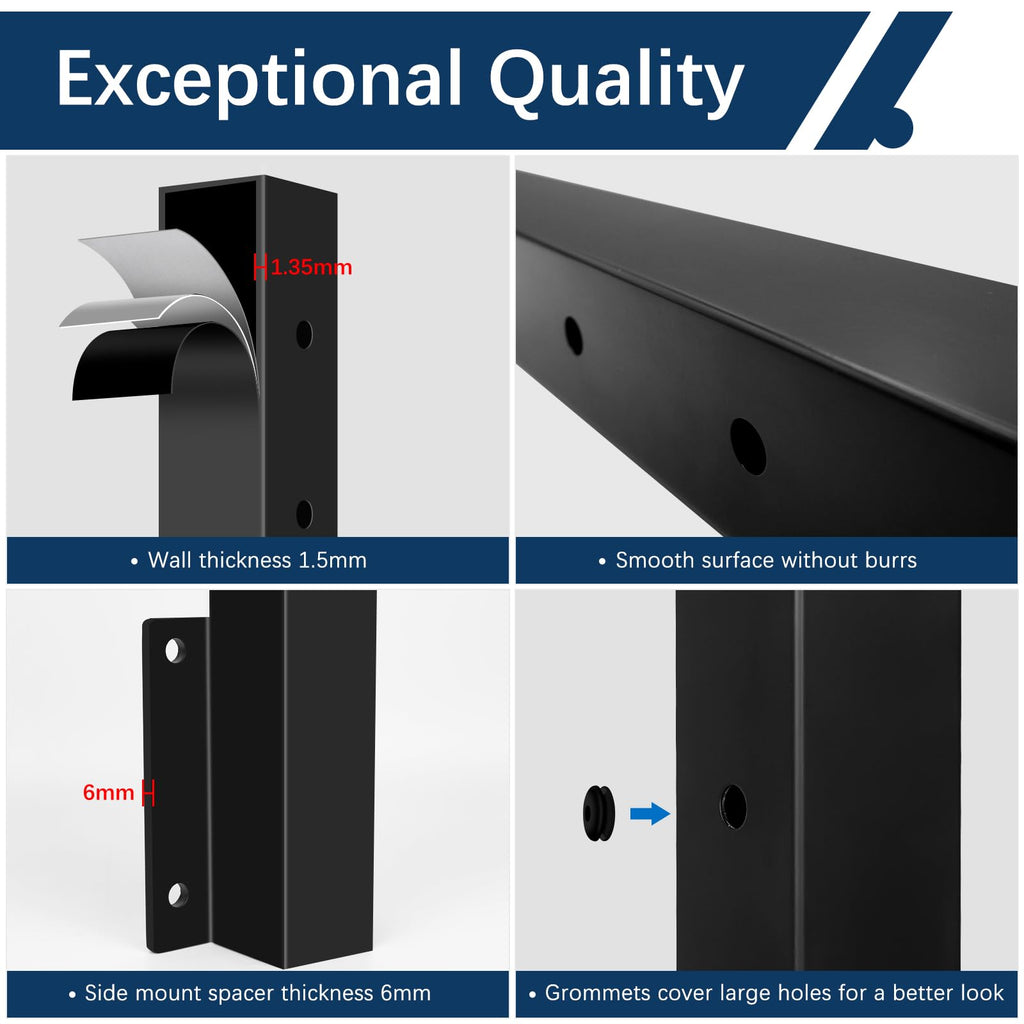 3 Pack Side Mount Cable Railing Post for 42" Railing System (Post Body 48"), Level Drilled Space-Saving Fascia Mount