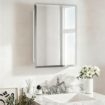 16x22 Plastic Medicine Cabinet with Mirror, Recessed or Surface Mount