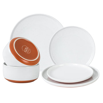Modern Art Series Speckled Stoneware Dinnerware Set, Porcelain White