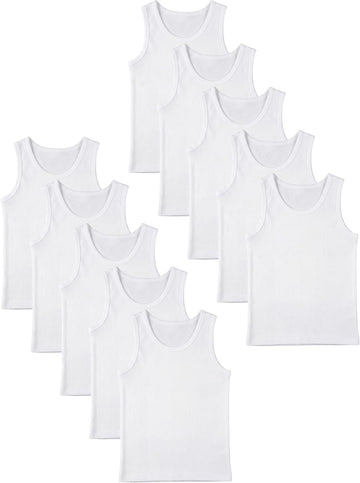 Basics Boys' Color A-Shirt Sport Tank Top Undershirts | Cotton Tanks for Kids | Multi Packs