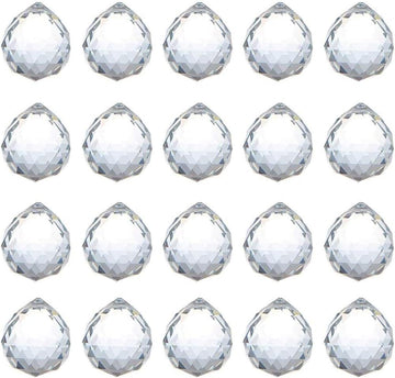20mm Clear Feng Shui Crystal Ball Prisms Pendant Suncatcher Hanging Faceted Prism Balls, Pack of 20