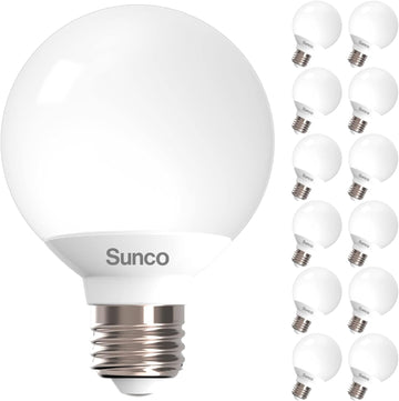 12 Pack Vanity Globe Light Bulbs G25 LED for Indoor Bathroom Mirror Living Area, CRI92 4000K Cool White, Dimmable 450