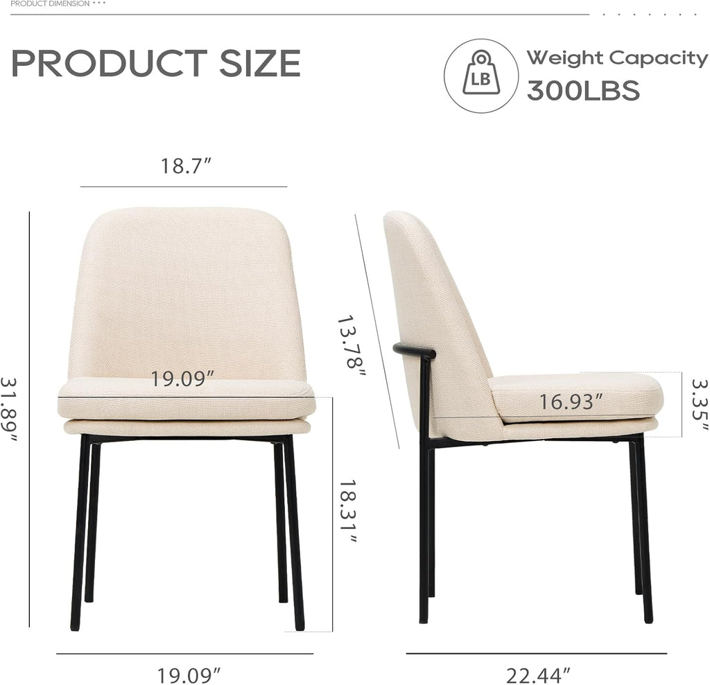 Modern Dining Chairs Set of 4, Upholstered Dining Room Chairs Dinner Chair Kitchen Chairs with Curved Back and Metal