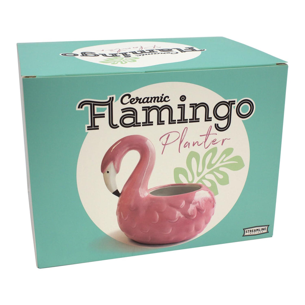 Flamingo Ceramic Planter Pot with Drainage Hole