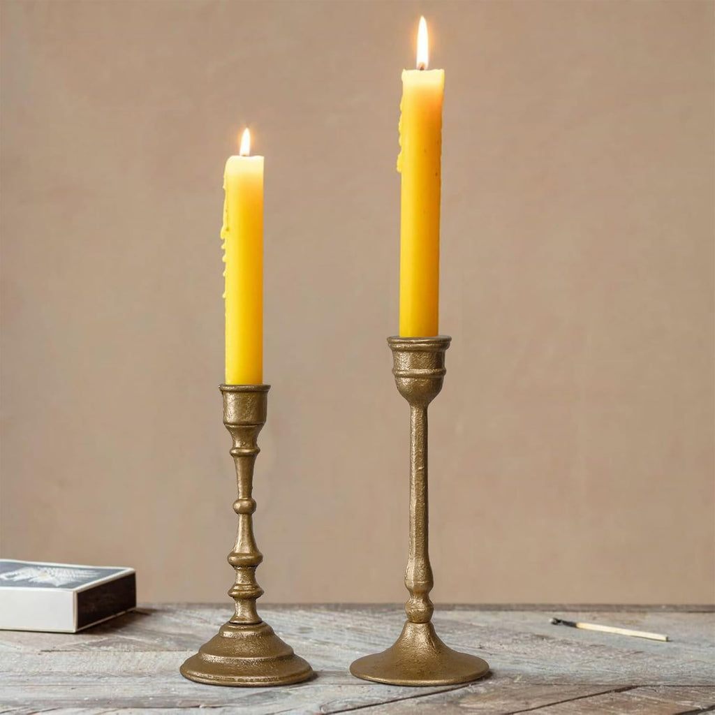 Iron Taper Candle Holder - Set of 2 Decorative Candle Stand - Candlestick Holder for Wedding, Dinning, Party
