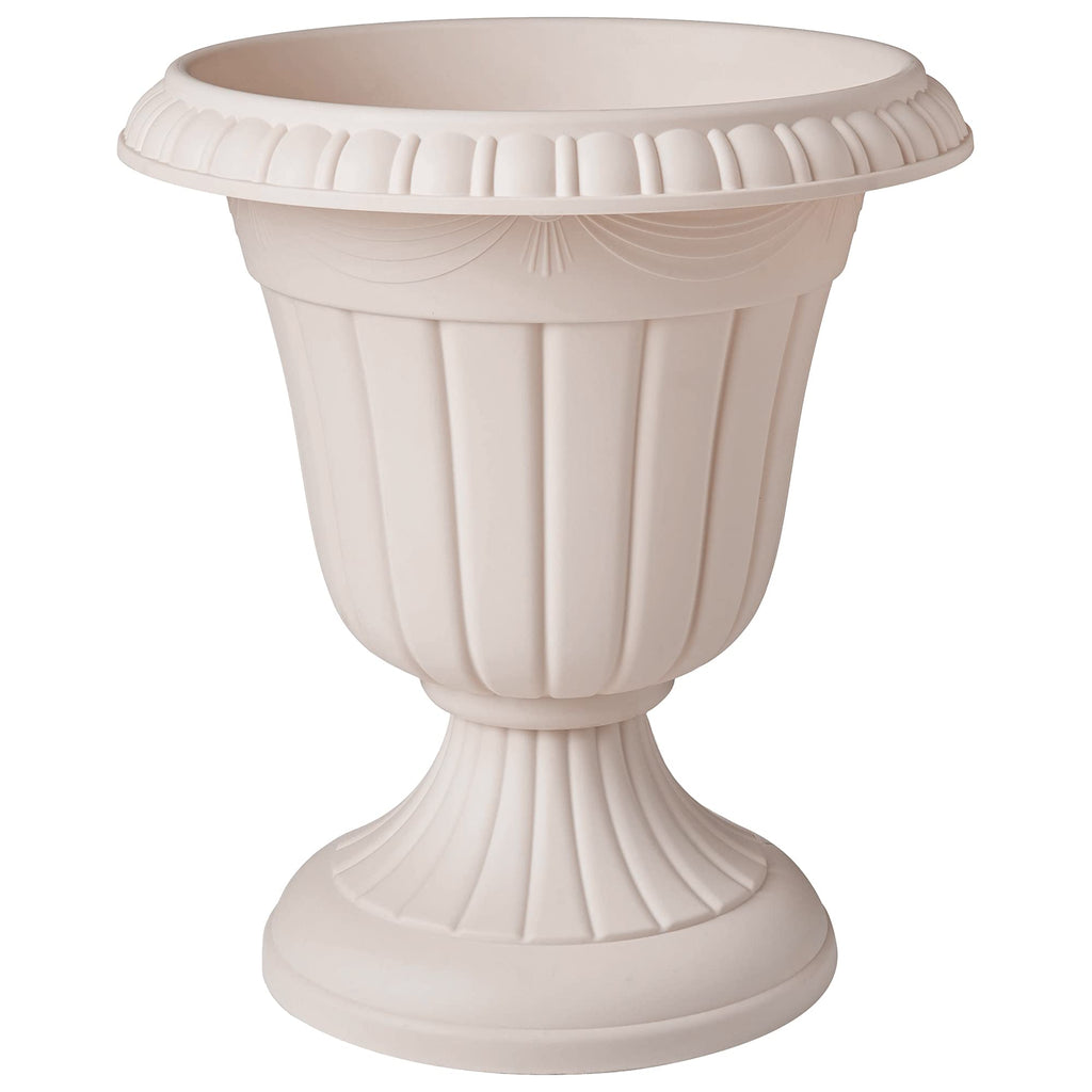 Medium 13x15" Classic Traditional Plastic Urn Planter, Indoor/Outdoor Garden Plant Pot Garden Décor, Taupe