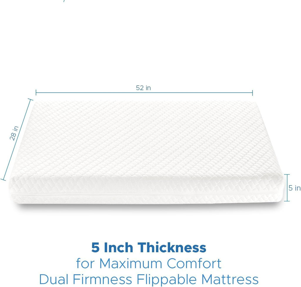 Crib Mattress, Dual Sided Memory Foam Toddler Bed Mattress | Breathable Removable and Washable Cover, 100% Knitted