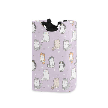 Purple Cat Laundry Basket Collapsible Large Clothes Hamper Nursery Storage Bin with Handle, Kids Room